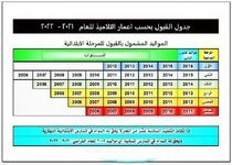 جدول القبول بحسب أعمار التلاميذ للعام 2021 2022