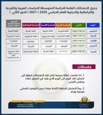 جدول الامتحانات العامة للدراسة المتوسطة للدراسات العربية والكردية والتركمانية والاجنبية للعام الدراسي ٢٠٢٠/٢٠٢١ ( الدور الثاني