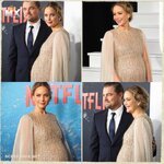 الجميلة الحامل جينفير لورانس مع اسطورة هوليوود ليوناردو ديكابريو من حفل عرض فيلمهم الجديد