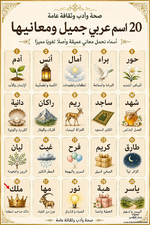 20 اسمًا عربيًا مميزًا مع معانيها، لنتعرّف معًا على جمال لغتنا وثراء مفرداتها.