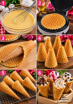 طريقة عمل أقماع الوافل (Waffle Cone Recipe) 🧇